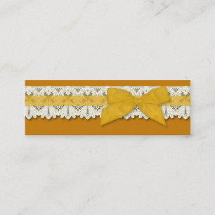 Yellow lace ribbon bow girly business cards