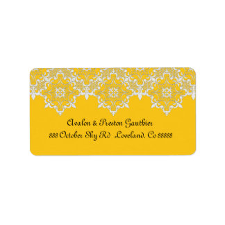 Yellow Lace Wedding Address Label