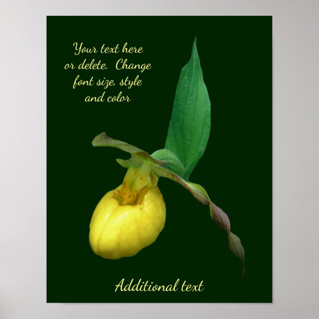 Yellow Lady Slipper Flower Add Your Text Poster (Front)
