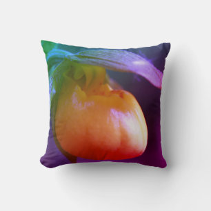 Yellow Lady Slipper Orchid Flower Abstract   Cushion