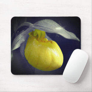 Yellow Lady Slipper Orchid Flower Partial Colour Mouse Pad