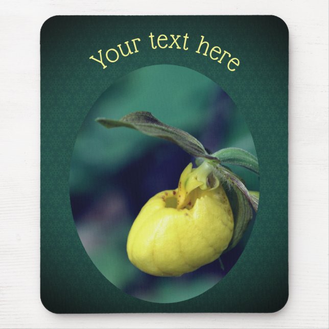 Yellow Lady Slipper Orchid Flower Personalised  Mouse Pad (Front)