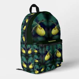 Yellow Lady Slipper Orchid Flower Personalised Printed Backpack
