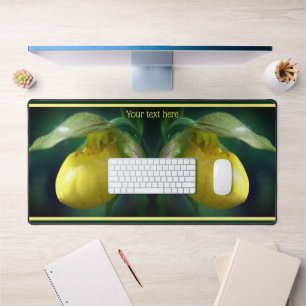 Yellow Lady Slipper Orchid Flower Personalized Desk Mat