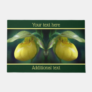 Yellow Lady Slipper Orchid Flower Personalized Doormat