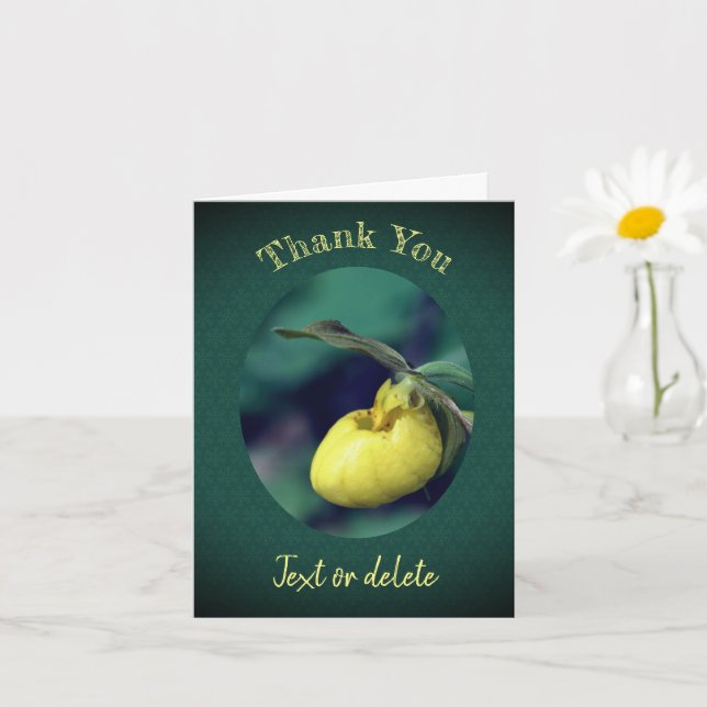 Yellow Lady Slipper Personalised Thank You Card (Small Plant)