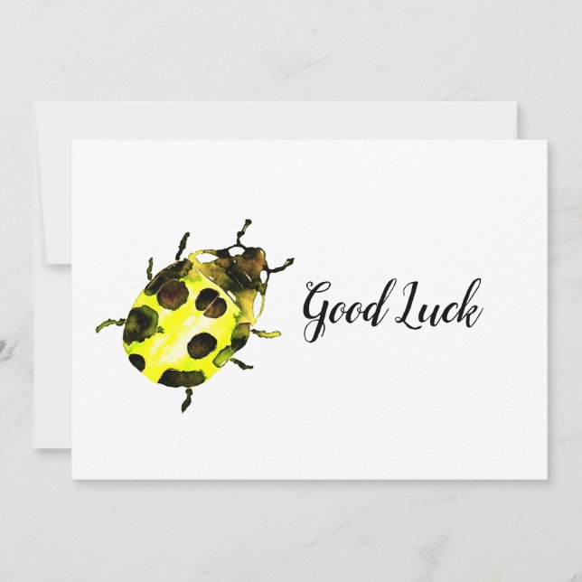 Yellow Ladybug Good Luck Thank You Card (Front)