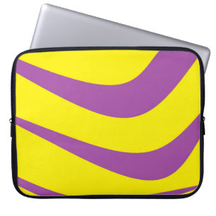 Yellow Laptop Case With Purple Stripes 