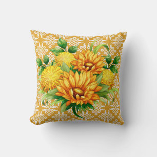  Yellow Lattice With Bouquet  Cushion