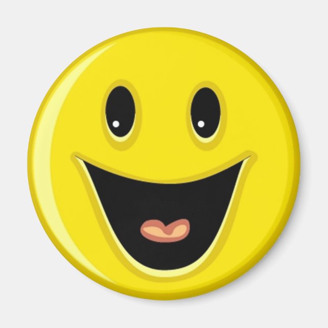 Yellow Laughing Smile Face Magnet (Front)