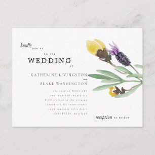 Yellow & Lavender Floral Budget Wedding Invitation