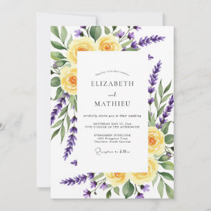 Yellow Lavender Floral Romance Wedding Invitation