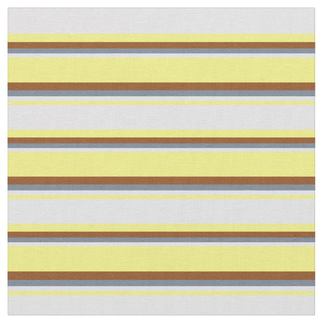 Yellow, Lavender, Slate Grey & Brown Coloured Fabric (Close Up)