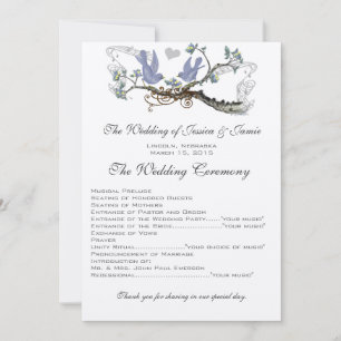 Yellow & Lavender Vintage Lovebird Wedding Program