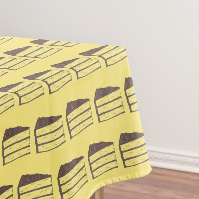 Yellow Layer Cake Slice Chocolate Icing Bake Sale Tablecloth (In Situ)