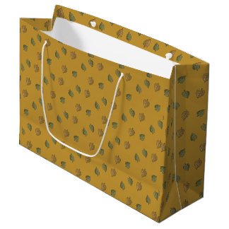 Yellow Leafy Patterned Gift Bag
