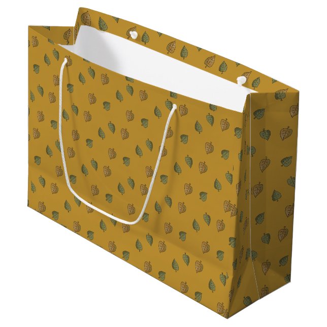 Yellow Leafy Patterned Gift Bag (Front Angled)