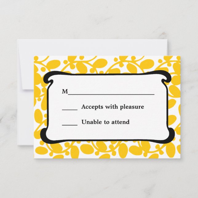 Yellow Leafy RSVP Card (Front)