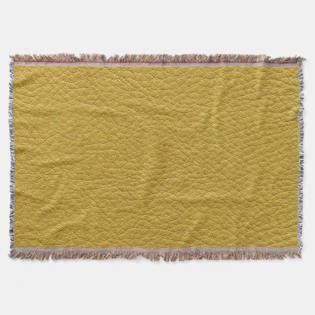 Yellow Leather Texture Seamless Closeup Throw Blanket (Front)