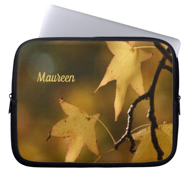 yellow leaves laptop cover named (Front)