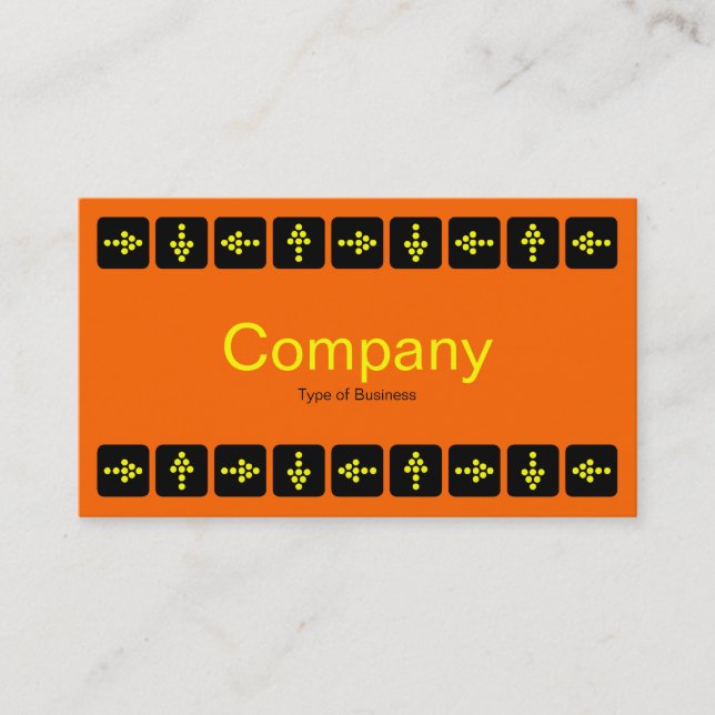 Yellow LED Style Arrows - Orange and Grey Business Card (Front)