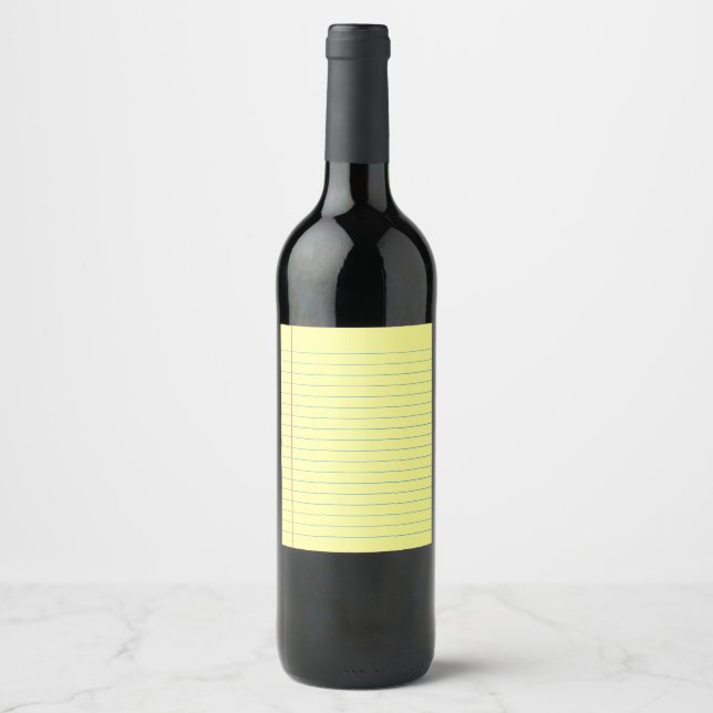 Yellow Legal Pad Pattern Wine Label (Front)