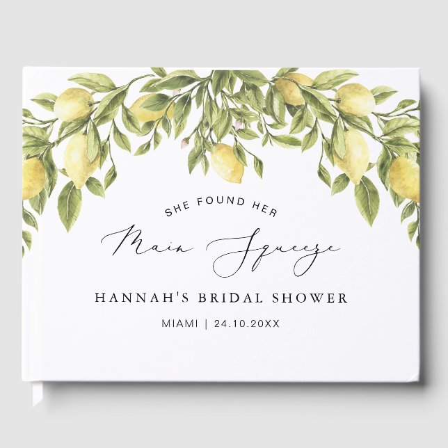 Yellow Lemon amalfi coast Bridal Shower Guest Book (Front)