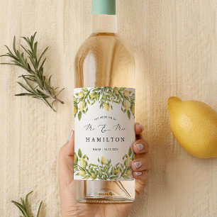 Yellow Lemon amalfi coast Mediterranean Wedding Wine Label