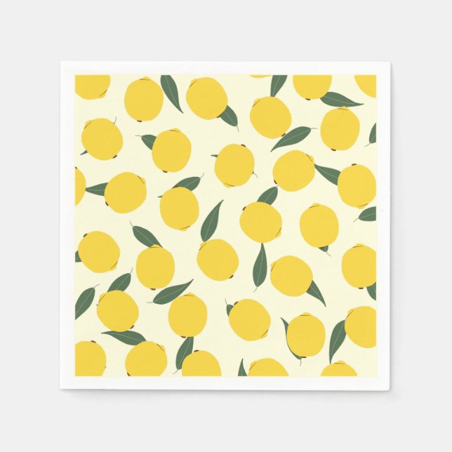 Yellow Lemon and Green Leaves  Napkin (Front)