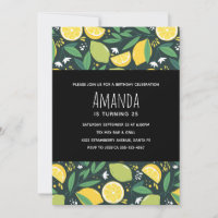 Yellow Lemon and Green Lime Fruit Pattern Birthday