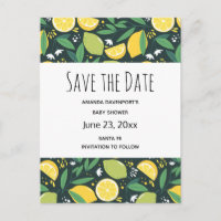 Yellow Lemon and Lime Fruit Pattern Save the Date