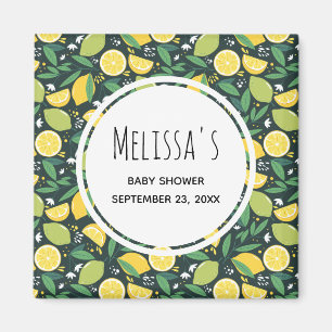 Yellow Lemon and Lime Fruit Pattern Save the Date Magnet