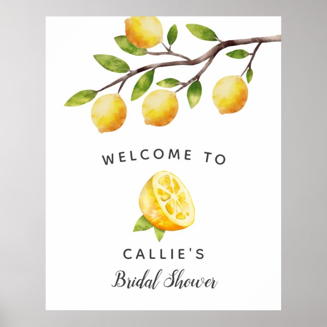 Yellow Lemon Bridal Shower Welcome Sign (Front)
