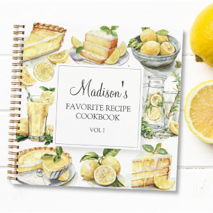 Yellow Lemon Cake Lemonade Recipe Cookbook Notebook