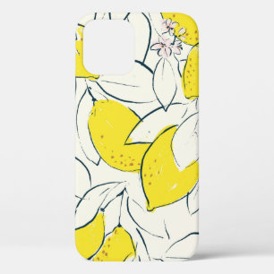 Yellow lemon citrus fruit hand drawn illustration  iPhone 12 case
