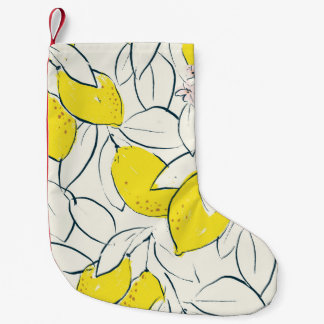 Yellow lemon citrus fruit hand drawn illustration  small christmas stocking