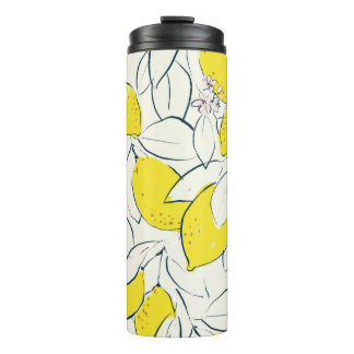 Yellow lemon citrus fruit hand drawn illustration  thermal tumbler
