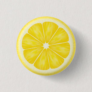 Yellow Lemon Citrus Fruit Slice 3 Cm Round Badge