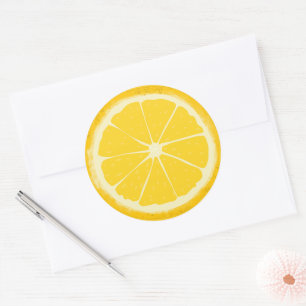Yellow Lemon Citrus Fruit Slice  Artistic   Classic Round Sticker