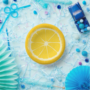 Yellow Lemon Citrus Fruit Slice Artistic Paper Plate