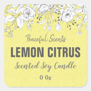 Yellow Lemon Citrus Soy Candle Product Labels