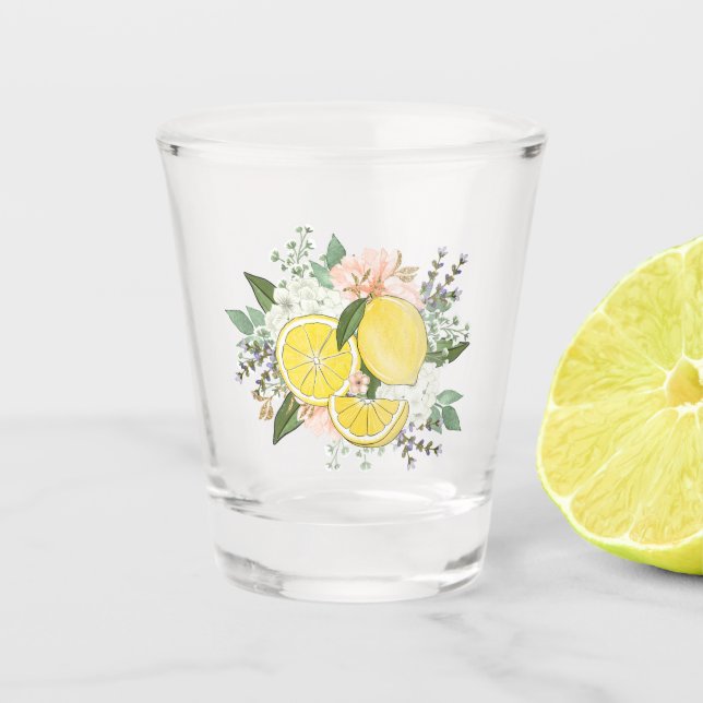 Yellow Lemon Flower Shot Glass (Front)