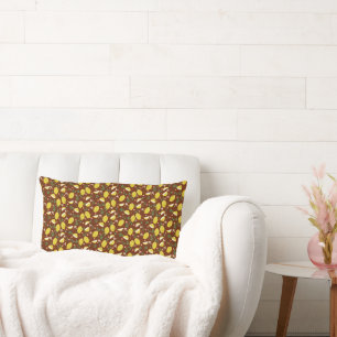 Yellow lemon fruit bright summer patten lumbar cushion