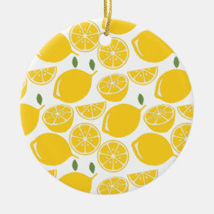 Yellow lemon fruit pattern ceramic ornament