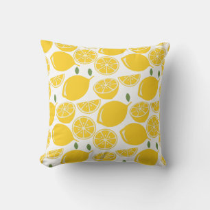 Yellow lemon fruit pattern cushion