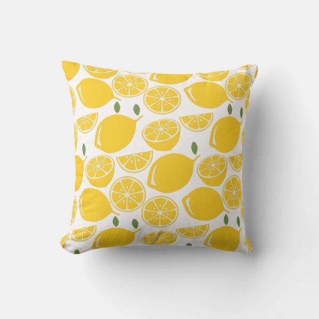 Yellow lemon fruit pattern cushion (Front)