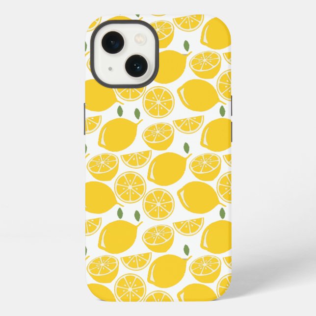Yellow lemon fruit pattern iPhone case (Back)