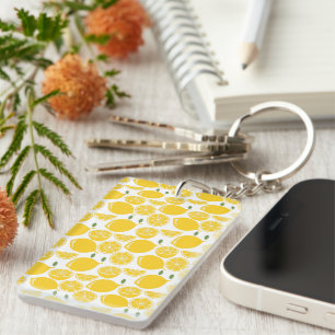 Yellow lemon fruit pattern key ring