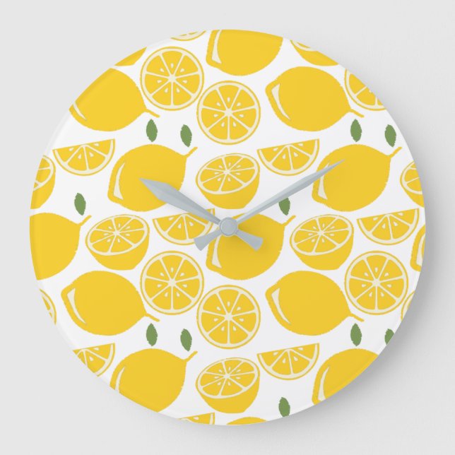 Yellow lemon fruit pattern large clock (Front)