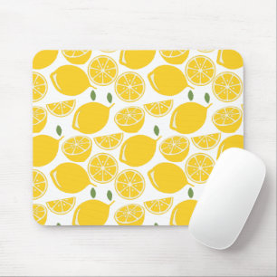 Yellow lemon fruit pattern mouse pad
